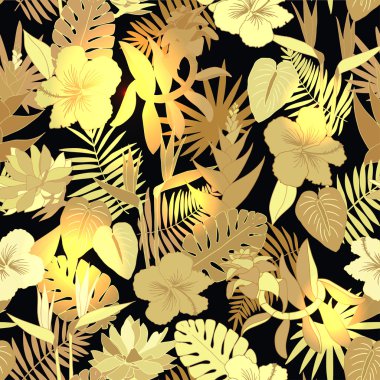 Sorunsuz tropikal orman çiçek desenli