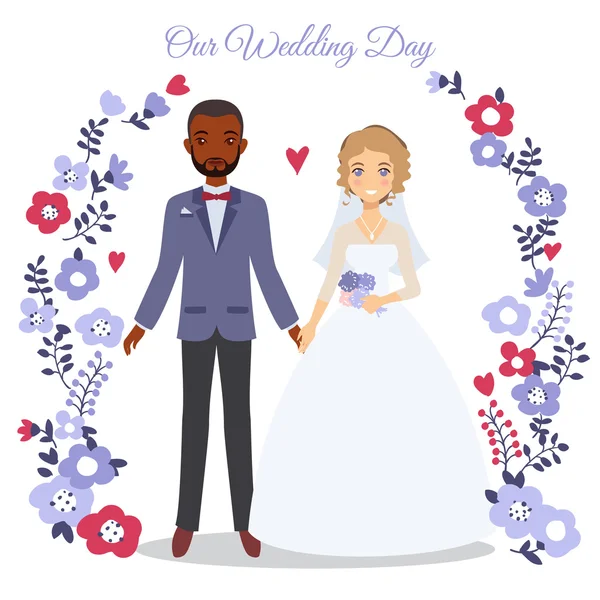 Carino matrimonio coppia — Vettoriale Stock