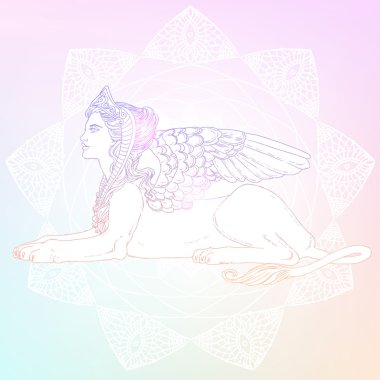 Sfenks, efsanevi yaratık sembolü.