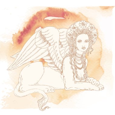 Sfenks, efsanevi yaratık sembolü.