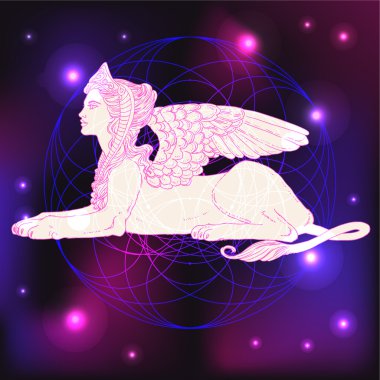 Sfenks, efsanevi yaratık sembolü.