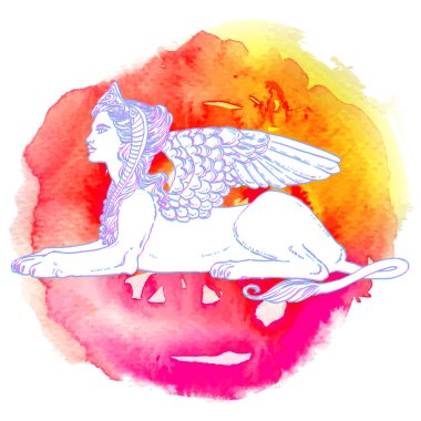 Sfenks, efsanevi yaratık sembolü.