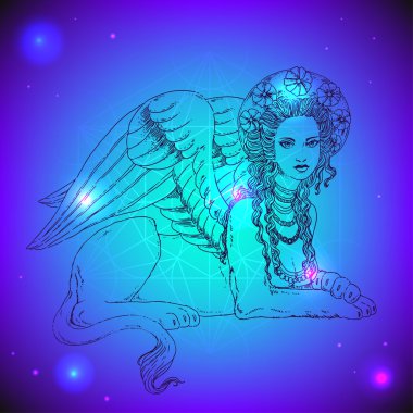 Sfenks, efsanevi yaratık sembolü.