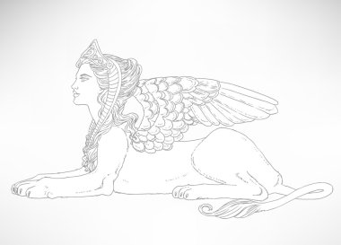 Sfenks, efsanevi yaratık sembolü.