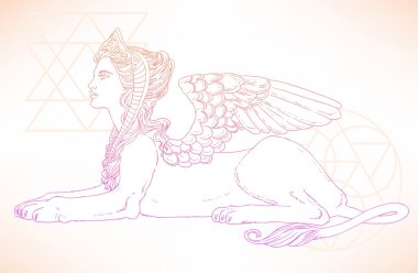 Sfenks, efsanevi yaratık sembolü.