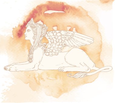 Sfenks, efsanevi yaratık sembolü.