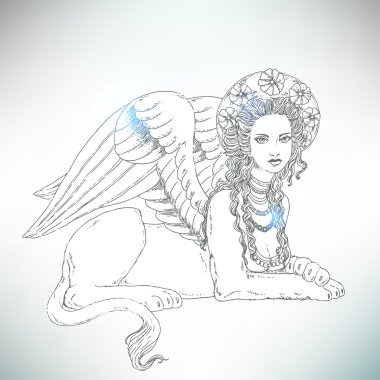 Sfenks, efsanevi yaratık sembolü.