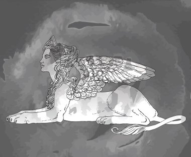 Sfenks, efsanevi yaratık sembolü.