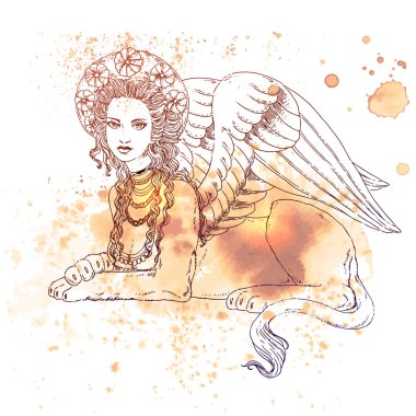 Sfenks, efsanevi yaratık sembolü.