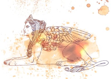 Sfenks, efsanevi yaratık sembolü.