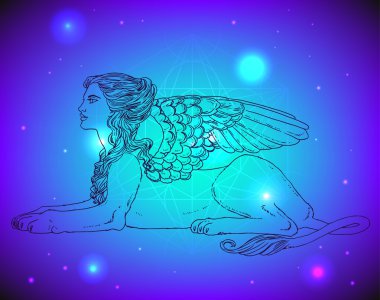 Sfenks, efsanevi yaratık sembolü.