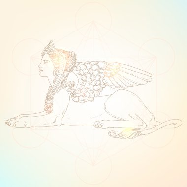 Sfenks, efsanevi yaratık sembolü.