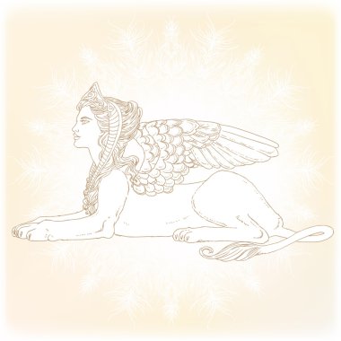 Sfenks, efsanevi yaratık sembolü.