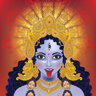 Indian Hindi goddess Kali.  clipart