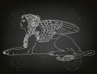 Sfenks, efsanevi yaratık sembolü.