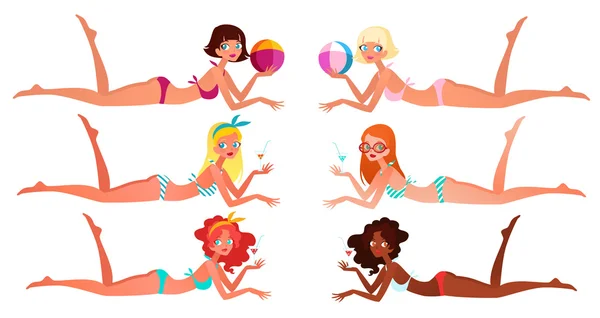 Hot girls on a beach — Stock Vector