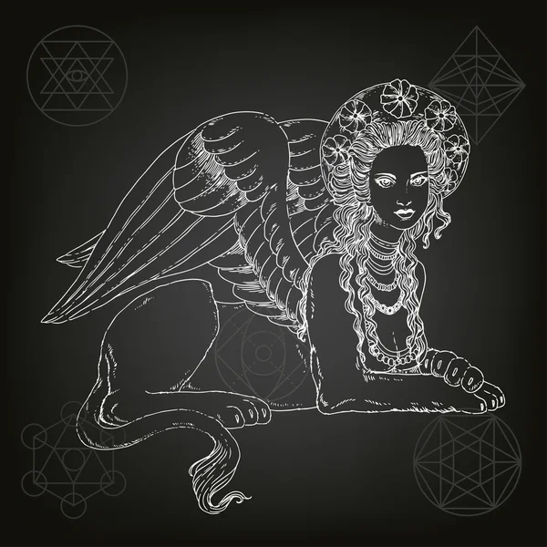 Sfenks, efsanevi yaratık sembolü.