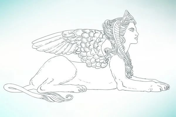 Esfinge, símbolo mítico da criatura . — Vetor de Stock