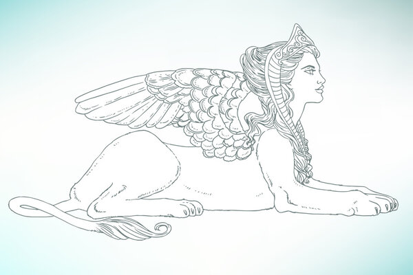Sphinx, mythical creature symbol.