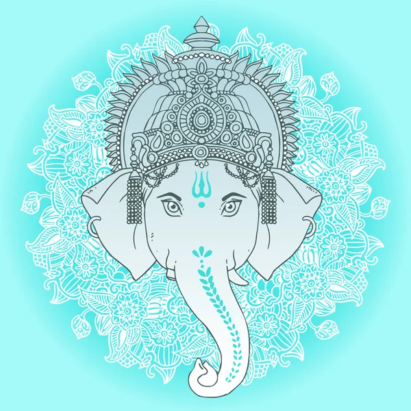 Head Hindu Lord Ganesha — Stock Vector