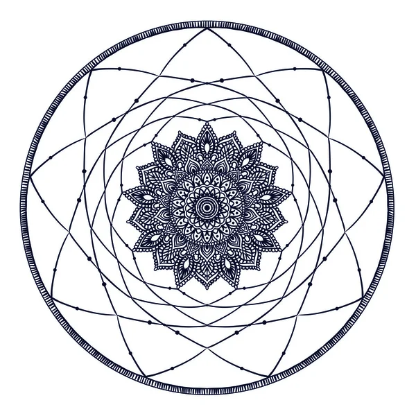 PrintHand-drawn mandala / dreamcatcher . — стоковый вектор