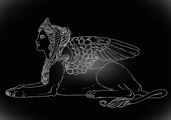 Esfinge, símbolo mítico de la criatura . — Vector de stock
