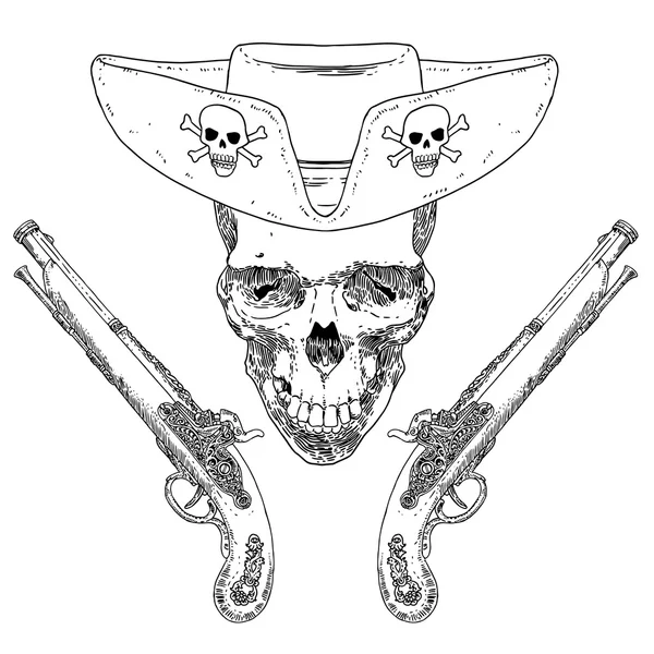 The Pirate Skull Jolly Roger — Stock Vector