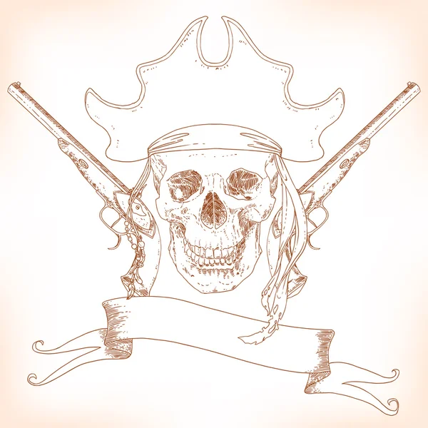 Il teschio dei pirati Jolly Roger — Vettoriale Stock