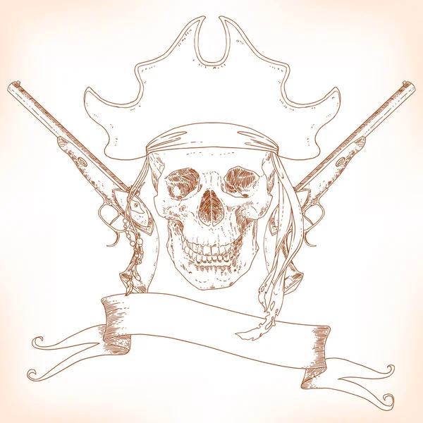 El cráneo pirata Jolly Roger — Vector de stock