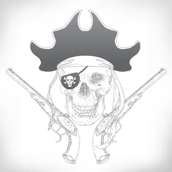 El cráneo pirata Jolly Roger — Vector de stock