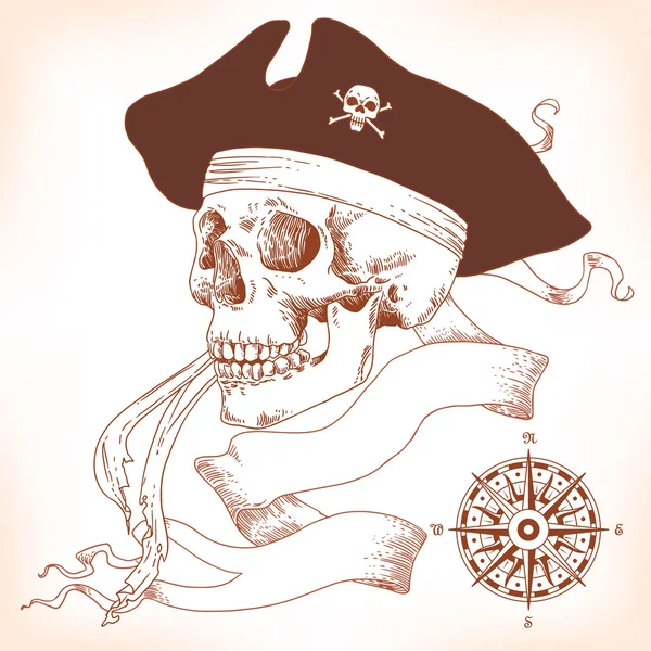 The Pirate Skull Jolly Roger — Stock Vector