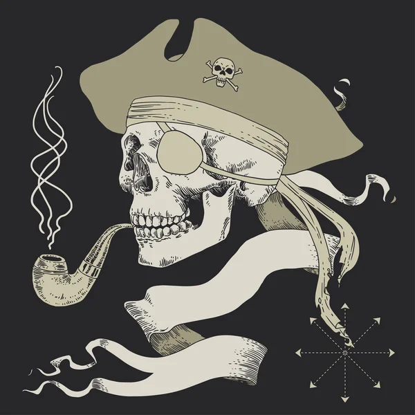 El cráneo pirata Jolly Roger — Vector de stock