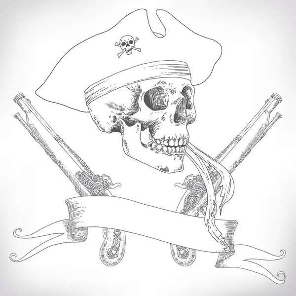 The Pirate Skull Jolly Roger — ストックベクタ