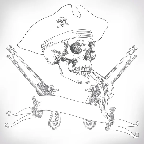 Il teschio dei pirati Jolly Roger — Vettoriale Stock