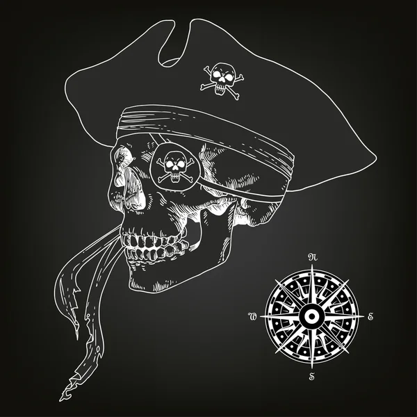 El cráneo pirata Jolly Roger — Vector de stock