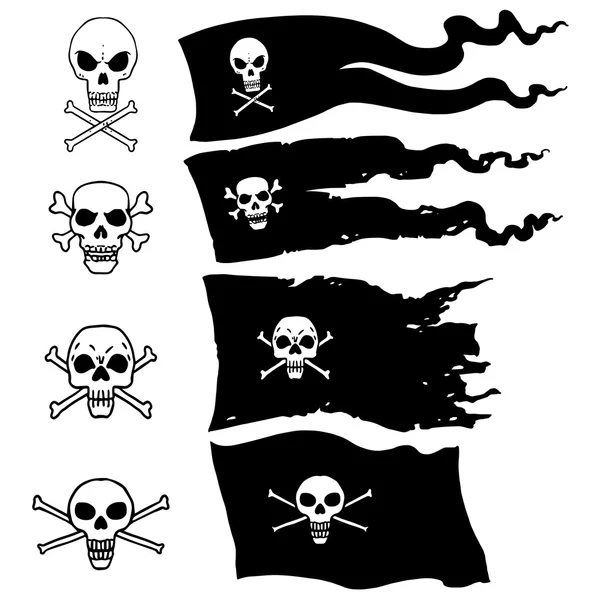 Set of Four Types Pirate Flag — Stock Vector