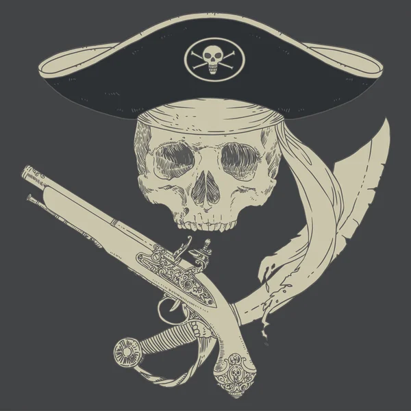 The Pirate Skull Jolly Roger — ストックベクタ