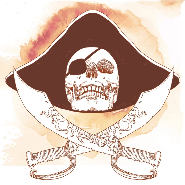 El cráneo pirata Jolly Roger — Vector de stock