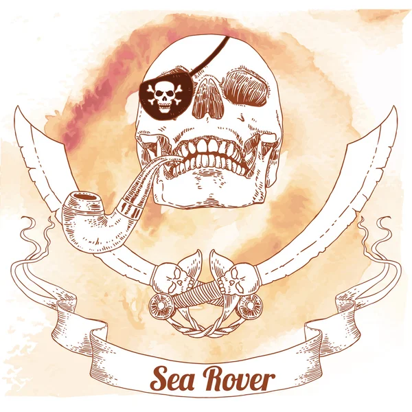 El cráneo pirata Jolly Roger — Vector de stock