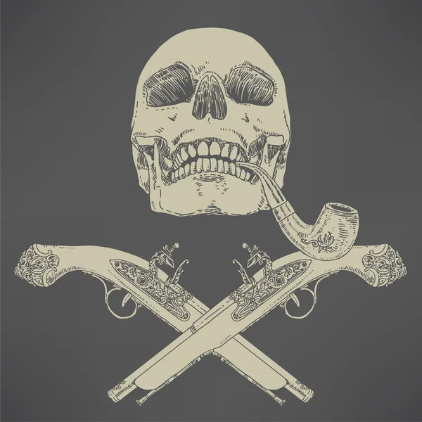 The Pirate Skull Jolly Roger — ストックベクタ