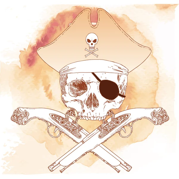 The Pirate Skull Jolly Roger — Stock Vector