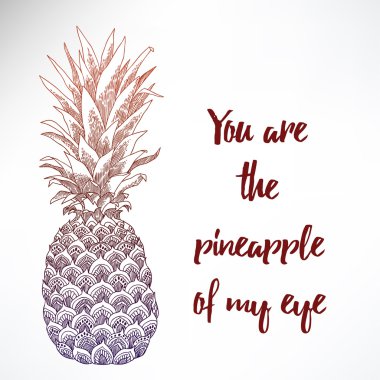 beyaz bir arka plan üzerinde ananas meyve silueti. 