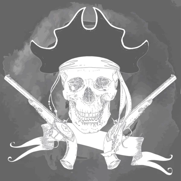 El cráneo pirata Jolly Roger — Vector de stock
