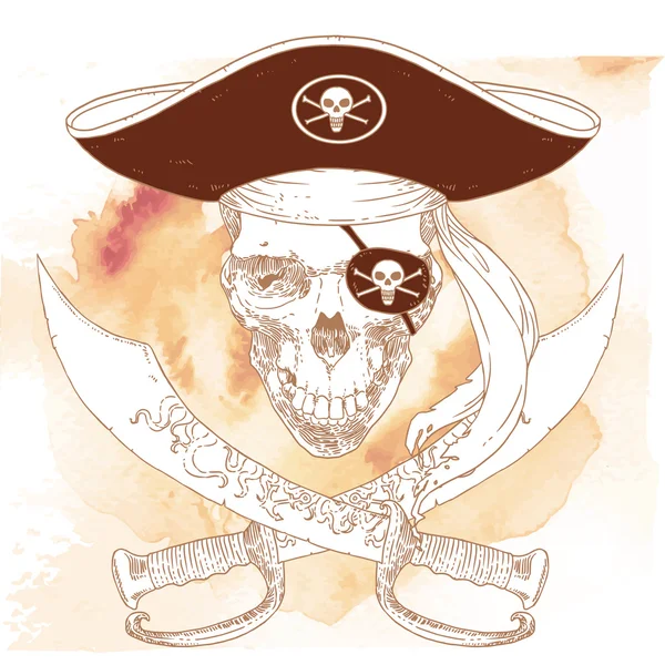 El cráneo pirata Jolly Roger — Vector de stock