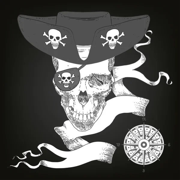 El cráneo pirata Jolly Roger — Vector de stock