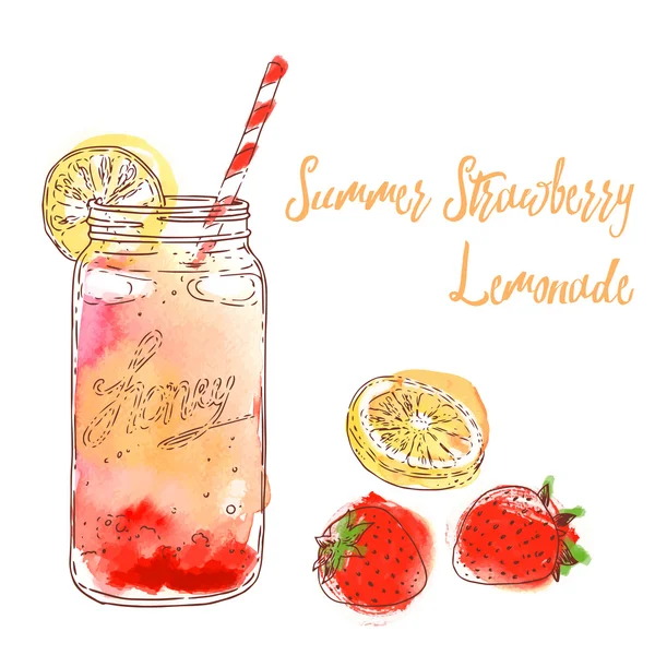 Limonade d'été dans un bocal en verre . — Image vectorielle