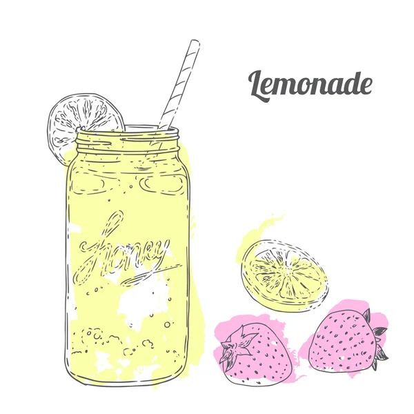Limonada de verano en tarro de vidrio . — Archivo Imágenes Vectoriales