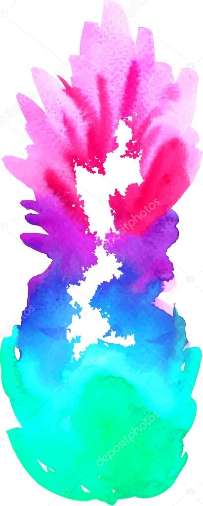 Hand drawn illustration of isolated pineapple fruit silhouette on a white background. This illustration can be used for coloring book for adult, logo, t shirt design, flyer, tattoo and more.
