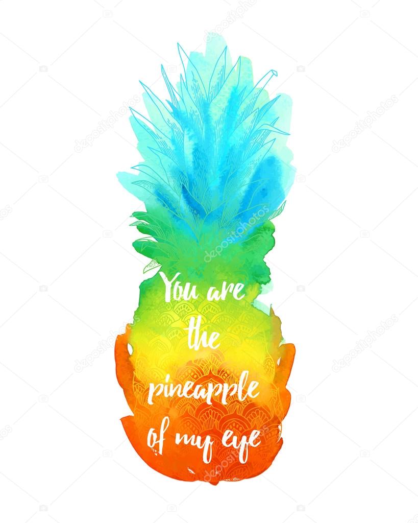 Hand drawn illustration of isolated pineapple fruit silhouette on a white background. This illustration can be used for coloring book for adult, logo, t shirt design, flyer, tattoo and more.