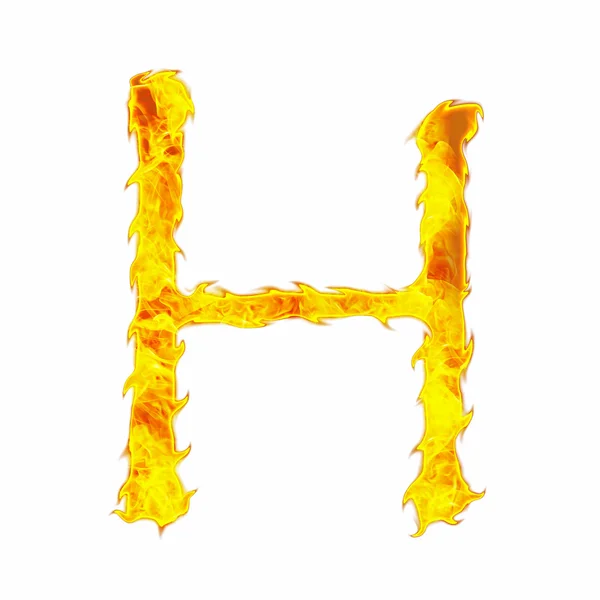 Litera H na białym tle ogień — Zdjęcie stockowe
